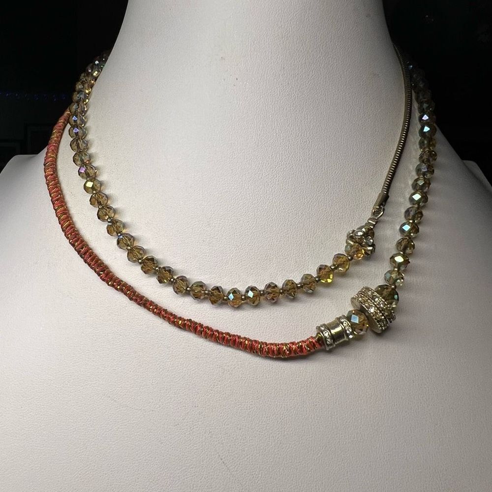 LOFT faceted Glass Bead and CZ Necklace (shown double)